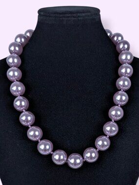 Vintage Joan Rivers Knotted Czech Purple Faux Pearl Necklace